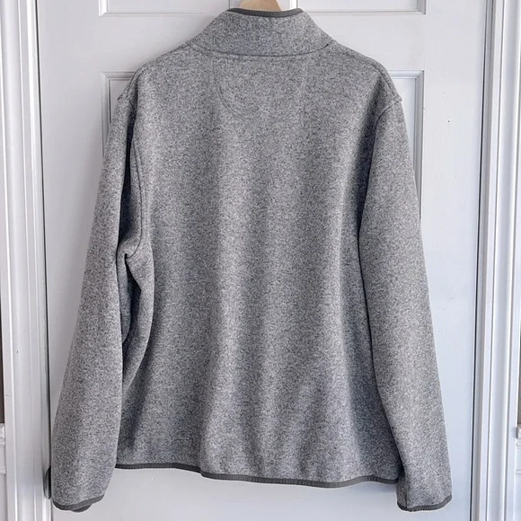 Men’s XL L.L. Bean Gray Pullover sweater fleece 3/4 button neck warm spring - Picture 3 of 4